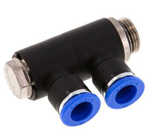 Racor rápido de 2 vías de 10 mm x G3/8'' con rosca macho Latón/PA 66 NBR Giratorio