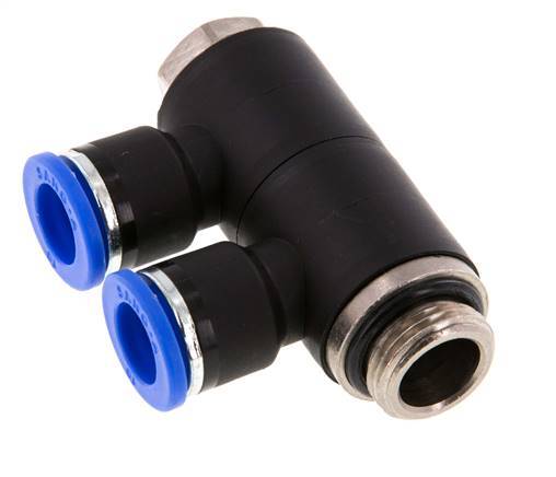 Racor rápido de 2 vías de 10 mm x G3/8'' con rosca macho Latón/PA 66 NBR Giratorio