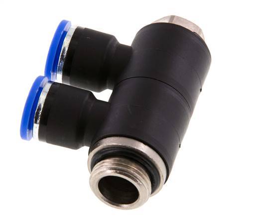 Racor rápido de 2 vías de 10 mm x G3/8'' con rosca macho Latón/PA 66 NBR Giratorio