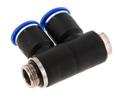 Racor rápido de 2 vías con rosca macho 12mm x G3/8'' Latón/PA 66 NBR Giratorio
