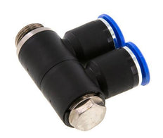 Racor rápido de 2 vías con rosca macho 12mm x G3/8'' Latón/PA 66 NBR Giratorio