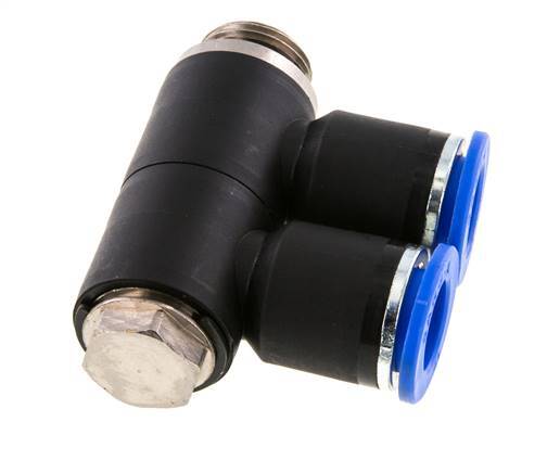 Racor rápido de 2 vías con rosca macho 12mm x G3/8'' Latón/PA 66 NBR Giratorio