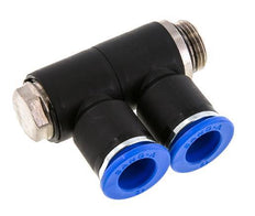 Racor rápido de 2 vías con rosca macho 12mm x G3/8'' Latón/PA 66 NBR Giratorio