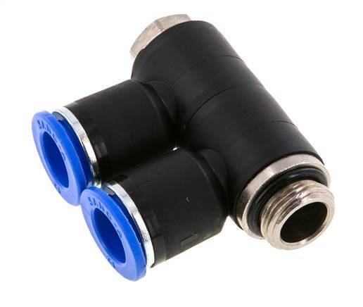 Racor rápido de 2 vías con rosca macho 12mm x G3/8'' Latón/PA 66 NBR Giratorio