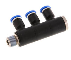 Racor rápido de 3 vías de 4 mm x R1/8'' con rosca macho Latón/PA 66 NBR Giratorio