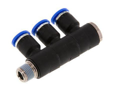 Racor rápido de 3 vías de 6 mm x R1/8'' con rosca macho Latón/PA 66 NBR Giratorio