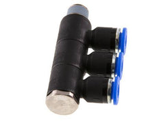 Racor rápido de 3 vías de 6 mm x R1/8'' con rosca macho Latón/PA 66 NBR Giratorio