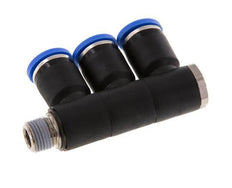 Racor rápido de 3 vías de 8 mm x R1/8'' con rosca macho Latón/PA 66 NBR Giratorio