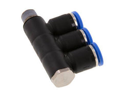 Racor rápido de 3 vías de 8 mm x R1/8'' con rosca macho Latón/PA 66 NBR Giratorio