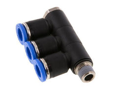 Racor rápido de 3 vías de 8 mm x R1/8'' con rosca macho Latón/PA 66 NBR Giratorio