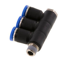 Racor rápido de 3 vías de 8 mm x R1/8'' con rosca macho Latón/PA 66 NBR Giratorio