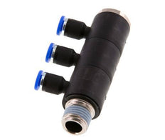 Racor rápido de 3 vías de 4 mm x R1/4'' con rosca macho Latón/PA 66 NBR Giratorio
