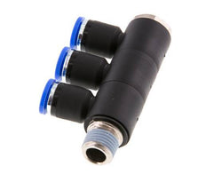Racor rápido de 3 vías de 8 mm x R1/4'' con rosca macho Latón/PA 66 NBR Giratorio