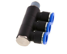 Racor rápido de 3 vías de 10 mm x R1/4'' con rosca macho Latón/PA 66 NBR Giratorio