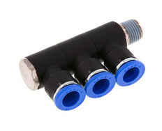 Racor rápido de 3 vías de 10 mm x R1/4'' con rosca macho Latón/PA 66 NBR Giratorio
