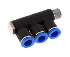 Racor rápido de 3 vías 12mm x R3/8'' con rosca macho Latón/PA 66 NBR Giratorio