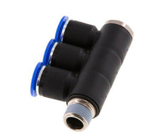 Racor rápido de 3 vías 12mm x R3/8'' con rosca macho Latón/PA 66 NBR Giratorio