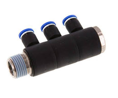 Racor rápido de 3 vías de 8 mm x R1/2'' con rosca macho Latón/PA 66 NBR Giratorio