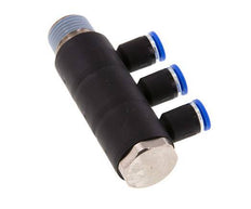 Racor rápido de 3 vías de 8 mm x R1/2'' con rosca macho Latón/PA 66 NBR Giratorio