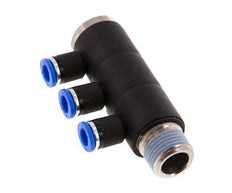 Racor rápido de 3 vías de 8 mm x R1/2'' con rosca macho Latón/PA 66 NBR Giratorio