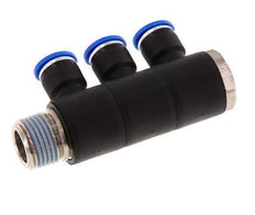 Racor rápido de 3 vías de 10 mm x R1/2'' con rosca macho Latón/PA 66 NBR Giratorio