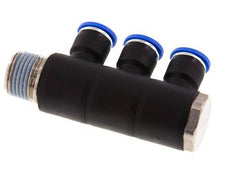 Racor rápido de 3 vías de 10 mm x R1/2'' con rosca macho Latón/PA 66 NBR Giratorio