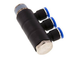Racor rápido de 3 vías de 10 mm x R1/2'' con rosca macho Latón/PA 66 NBR Giratorio