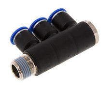 Racor rápido de 3 vías de 12 mm x R1/2'' con rosca macho Latón/PA 66 NBR Giratorio