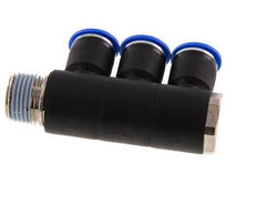 Racor rápido de 3 vías de 12 mm x R1/2'' con rosca macho Latón/PA 66 NBR Giratorio