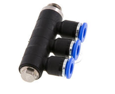 Racor rápido de 3 vías de 6 mm x G1/8'' con rosca macho Latón/PA 66 NBR Giratorio