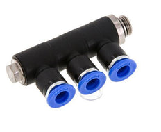 Racor rápido de 3 vías de 6 mm x G1/8'' con rosca macho Latón/PA 66 NBR Giratorio