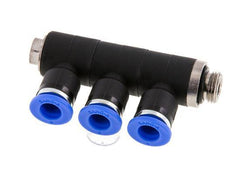 Racor rápido de 3 vías de 6 mm x G1/8'' con rosca macho Latón/PA 66 NBR Giratorio