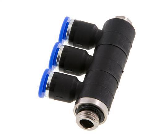 Racor rápido de 3 vías de 6 mm x G1/8'' con rosca macho Latón/PA 66 NBR Giratorio