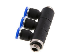 Racor rápido de 3 vías de 6 mm x G1/8'' con rosca macho Latón/PA 66 NBR Giratorio