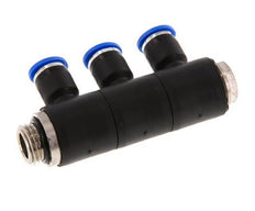 Racor rápido de 3 vías de 6 mm x G1/4'' con rosca macho Latón/PA 66 NBR Giratorio