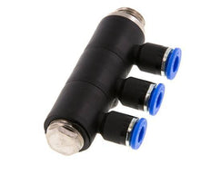 Racor rápido de 3 vías de 6 mm x G1/4'' con rosca macho Latón/PA 66 NBR Giratorio