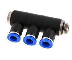 Racor rápido de 3 vías de 8 mm x G1/4'' con rosca macho Latón/PA 66 NBR Giratorio