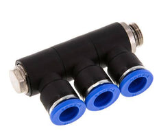 Racor rápido de 3 vías de 10 mm x G1/4'' con rosca macho Latón/PA 66 NBR Giratorio