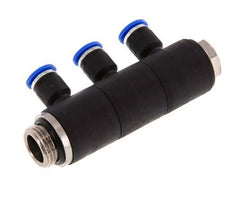 Racor rápido de 3 vías de 6 mm x G3/8'' con rosca macho Latón/PA 66 NBR Giratorio