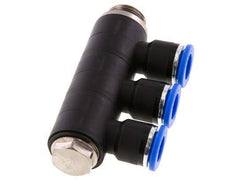 Racor rápido de 3 vías de 10 mm x G3/8'' con rosca macho Latón/PA 66 NBR Giratorio
