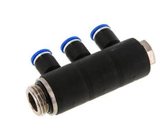 Racor rápido de 3 vías de 8 mm x G1/2'' con rosca macho Latón/PA 66 NBR Giratorio
