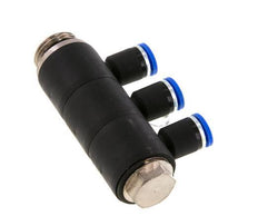 Racor rápido de 3 vías de 8 mm x G1/2'' con rosca macho Latón/PA 66 NBR Giratorio