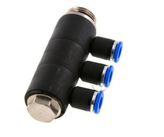 Racor rápido de 3 vías de 8 mm x G1/2'' con rosca macho Latón/PA 66 NBR Giratorio