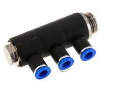 Racor rápido de 3 vías de 8 mm x G1/2'' con rosca macho Latón/PA 66 NBR Giratorio