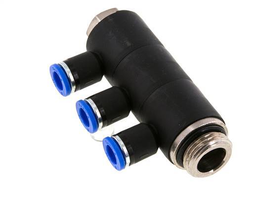 Racor rápido de 3 vías de 8 mm x G1/2'' con rosca macho Latón/PA 66 NBR Giratorio