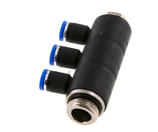 Racor rápido de 3 vías de 8 mm x G1/2'' con rosca macho Latón/PA 66 NBR Giratorio