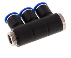 Racor rápido de 3 vías de 12 mm x G1/2'' con rosca macho Latón/PA 66 NBR Giratorio