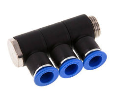 Racor rápido de 3 vías de 12 mm x G1/2'' con rosca macho Latón/PA 66 NBR Giratorio