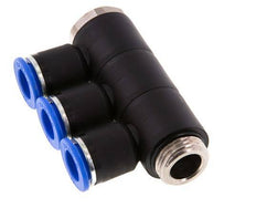 Racor rápido de 3 vías de 12 mm x G1/2'' con rosca macho Latón/PA 66 NBR Giratorio