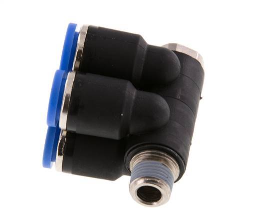Racor rápido de 4 vías de 8 mm x R1/8'' con rosca macho Latón/PA 66 NBR Giratorio